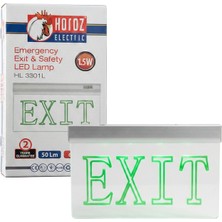 Zemira Horoz Zoff 1.5W 50 Lümen Şarjlı Camlı Acil Çıkış (Exit) Levhası