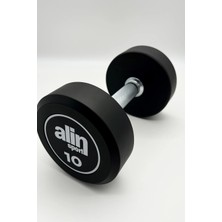 Alin Sport 10 kg Kauçuk Kaplı Profesyonel Olimpik Dumbbell ( Dambıl ) - Beyaz Alin