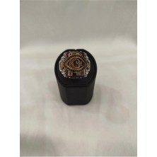 Generic 925 Ayar Gümüş Ay Yıldızlı Bordo Taşlı Erkek Yüzük – El Işçiliği/ Ölçü No: 26