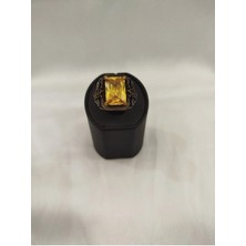 Lumiera Silver 925 Ayar Gümüş Sarı Taşlı Erkek Yüzük – El Işçiliği/ Ölçü No: 21