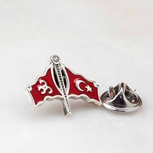 Erseyy 925 Ayar Gümüş Üç Hilal Türk Bayrağı Rozet