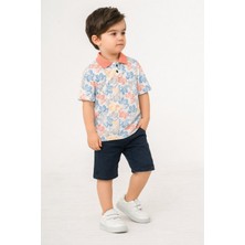 Chicsy Baby Yaprak Desenli Belden Ayarlanabilir Kısa Kollu Şortlu 2\'li Takım Çocuk ve Bebek Giyim