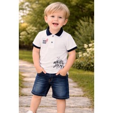 Chicsy Baby Tarz Lakos Asker Desenli Belden Ayarlanabilir Kısa Kollu Şortlu 2\'li Takım Çocuk ve Bebek Giyim Özel