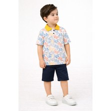 Chicsy Baby Yaprak Desenli Belden Ayarlanabilir Kısa Kollu Şortlu 2\'li Takım Çocuk ve Bebek Giyim