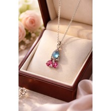 Begonia Accessories Ithal Çelik Gümüş Kaplama Kolye Zincir Set Figürlü Zirkon Taşlı Paslanmaz Kararmaz Unisex 45CM+5CM Boy - 18