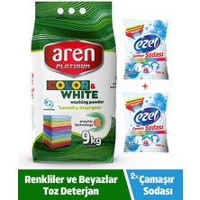 Aren Platinum Toz Çamaşır Deterjanı Renkliler ve Beyazlar Için 9 kg + Çamaşır Sodası 700 G X2