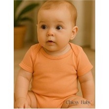 Chicsy Baby Unisex Bebek Organik Pamuklu Çıtçıtlı Kısa Kollu Zıbın Body 0-12 Ay
