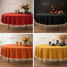 Ayzen Home Püskül Detaylı Su Itme Özelliğine Sahip Duck Kumastan Masa Örtüsü 6 Adet Değişik Ölçü Vardır (Kişiye Özel Ölçü Alınır Hazırlanır)