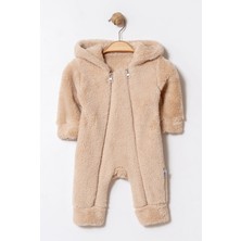 Chicsy Baby Kışlık Tatlı Çift Fermuarlı Kapüşonlu Peluş Bebek Tulum