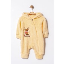 Chicsy Baby Kışlık Tatlı Ren Geyikli Nakışlı Kapüşonlu Welsoft Fermuarlı Bebek Tulum