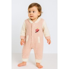 Chicsy Baby Kışlık Tatlı Welsoft Kalpli Nakışlı Kolay Giyimli Kapüşonsuz Bebek Tulum