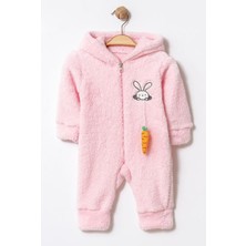 Chicsy Baby Kışlık Tatlı Peluş Tavşan Desenli Kapüşonlu Fermuarlı Bebek Tulum
