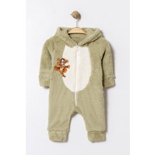 Chicsy Baby Kışlık Tatlı Kaplan Nakışlı Fermuarlı Welsoft Bebek Tulum