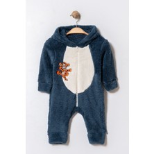 Chicsy Baby Kışlık Tatlı Kaplan Nakışlı Fermuarlı Welsoft Bebek Tulum