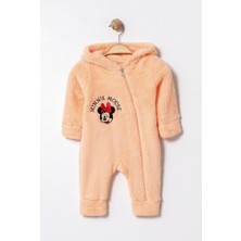 Chicsy Baby Kışlık Tatlı Welsoft Minnie Mouse Nakışlı Fermuarlı Kapüşonlu Bebek Tulum
