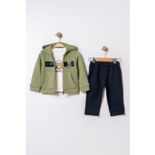 Chicsy Baby Bebek Mevsimlik 3’lü Alt Üst Takım Kapüşonlu Sweatshirt ve Eşofman Altı