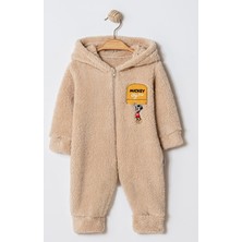 Chicsy Baby Kışlık Tatlı Welsoft Mickey Nakışlı Fermuarlı Kapüşonlu Bebek Tulum