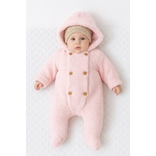 Chicsy Baby Kışlık Tatlı Welsoft Patikli Düğmeli Kulaklı Kapüşonlu Bebek Tulum