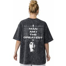 Sevbano Tasarım Billie Eilish Şarkıcı Sırt Baskılı Unisex Oversize Vintage Yıkamalı Tişört