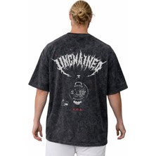 Sevbano Tasarım Sporcu Bodybuilding Fitness Sırt Baskılı Unisex Oversize Vintage Yıkamalı Tişört