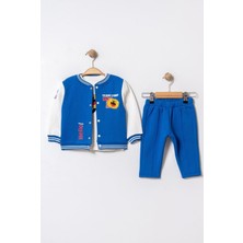 Chicsy Baby Bebek Mevsimlik 3’lü Takım Aslan Desenli Fermuarlı Ceket Tişört ve Eşofman Altı