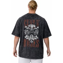 Sevbano Guns N' Roses Rock Metal Müzik Grubu Sırt Baskılı Unisex Oversize Yıkamalı Tişört