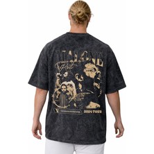 Sevbano Tasarım Post Malone Rapper Şarkıcı Sırt Baskılı Unisex Oversize Vintage Yıkamalı Tişört
