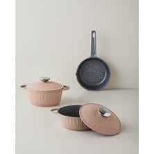 English Home Tiny Cast Premium Döküm 5 Parça Mini Tencere Seti 16X16X16 cm Pembe