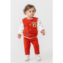 Chicsy Baby Bebek Mevsimlik 3’lü Takım Aslan Desenli Fermuarlı Ceket Tişört ve Eşofman Altı