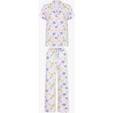 Penti Kırık Beyaz Blossom Çiçekli Kısa Kollu Gömlek Pantolon Pijama Takımı