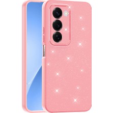 Rengareng Redmi 15 Kılıf Kamera Korumalı Simli Lüks Zore Koton Kapak - Açık Pembe