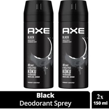 Marsilyan 2 Adet Axe Erkek Deodorant & Bodyspray Black 48 Saat Etkileyici Koku Vücut Spreyi 150 ml