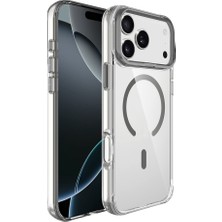 Rengareng iPhone 17 Pro Kılıf M-Safe Şarj Özellikli Airbagli Kamera Standlı Zore Azor Kapak - Koyu Gri