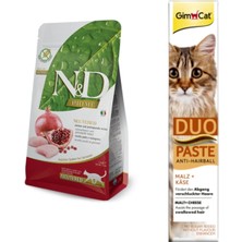 N&D Nd Tahılsız  Kısırlaştırılmış Yetişkin Kedi Maması 1,5 kg + Gimcat Tavuklu Anti-Hairball Malt 50GR