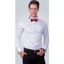 Tudors Slim Fit Uzun Kollu Ata Yaka Erkek Beyaz Gömlek