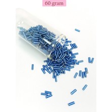 Marsilyan Uzun Boru Kesme Boncuk Çap 2mm Uzunluk 10 mm - 60 Gram - Mavi - BNC281