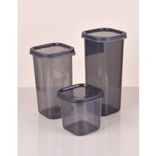 Marsilyan 3 Boy Antrasit Sızdırmaz Kapaklı Dik Kare Erzak Saklama Kabı ANK150