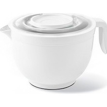 Misda Store Home Karıştırma Kabı & Mikser Kase Kapaklı Mikser Kase 3 Litre Çırpma Kabı Beyaz