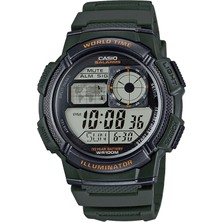 Casio AE-1000W-3AVDF Erkek Kol Saati Dijital Fonksiyonlar ve Suya Dayanıklılık Özelliği ile Yeşil Silikon