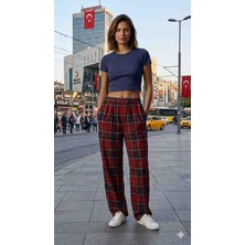 Bukadınca Ekose Pijama Altı Süet