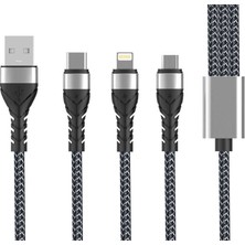 Rengareng Siyah Bax 3 In 1 USB Kablo 1.2m