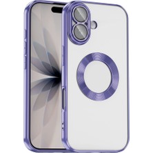 Rengareng iPhone 17 Kılıf Kamera Korumalı Logo Gösteren Zore Omega Kapak - Lila