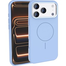 Rengareng iPhone 17 Pro Kılıf M-Safe Şarj Özellikli Metal Kamera Çerçeveli Mnc Edi Silikon Kapak - Açık Mavi