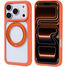 Rengareng iPhone 17 Pro Kılıf M-Safe Şarj Özellikli Standlı Mnc Piza Silikon Kapak - Turuncu
