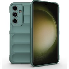 Rengareng Galaxy S25 Fe Kılıf Esnek Tpu Oyuklu Arka Yüzey Tasarımlı Mnc Etnik Silikon Kapak - Koyu Yeşil