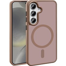 Rengareng Galaxy S25 Plus Kılıf M-Safe Şarj Özellikli Mat Arka Yüzey Mnc Sio Kapak - Kahverengi