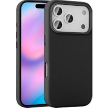 Rengareng iPhone 17 Pro Kılıf M-Safe Şarj Özellikli Pu Deri Görünümlü Mnc Kupra Kapak - Siyah