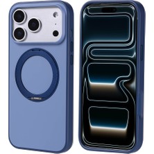 Rengareng iPhone 17 Pro Max Kılıf M-Safe Şarj Özellikli Standlı Mnc Proton Silikon Kapak - Lacivert