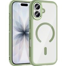 Rengareng iPhone 17 Kılıf M-Safe Şarj Özellikli Metal Kamera Çerçeveli Zore Tiko Kapak - Yeşil