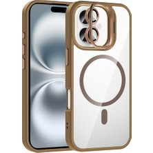 Rengareng iPhone 17 Kılıf Standlı ve Kamera Lens Hediyeli M-Safe Şarj Özellikli Zore Etro Kapak - Desert Titan